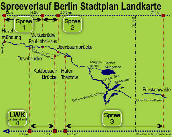 Schiffsauskunft Spreeverlauf Berlin Stadtplan Landkarte